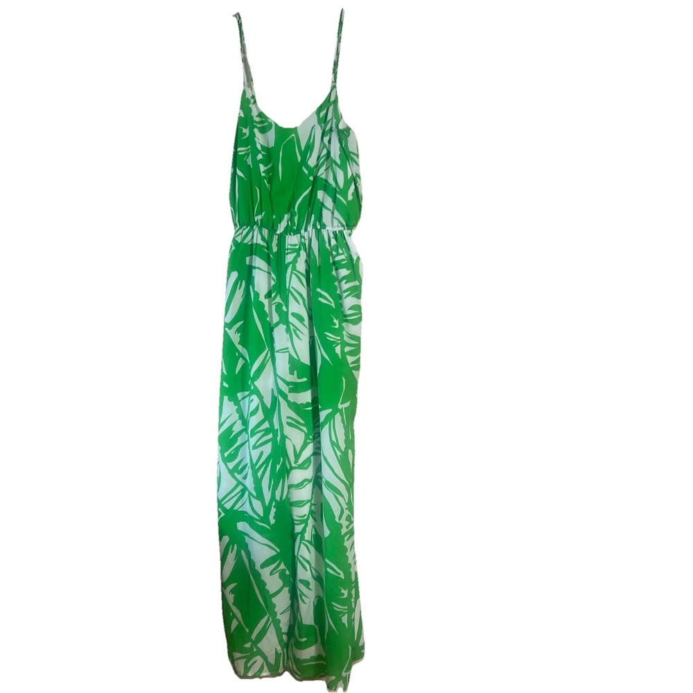 Lilly Pulitzer for Target Green White Palm Leaf Jumpsuit‎ Wide-Leg Sleeveless M